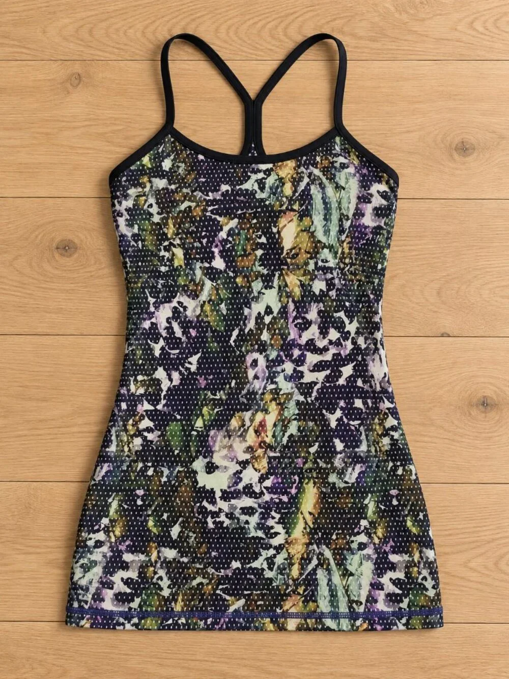 lululemon Power Y Tank Floral Print Luon Built In Shelf Bra Size 2